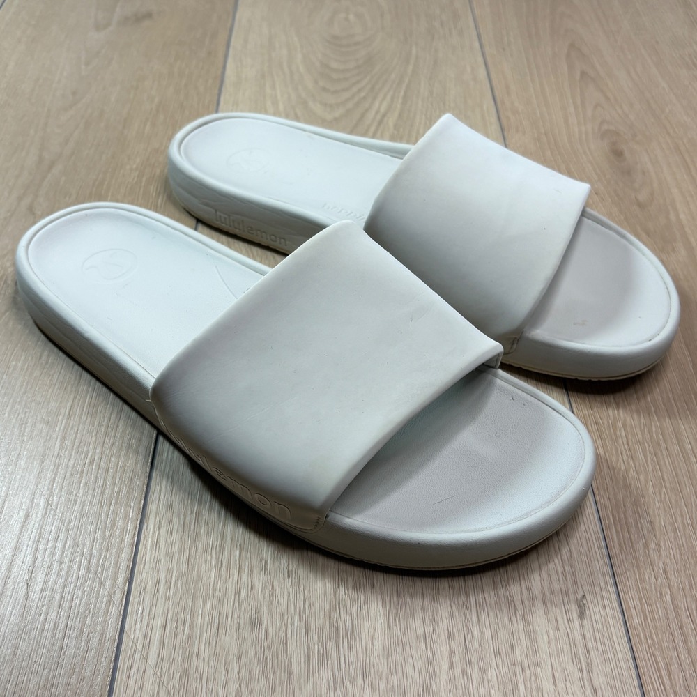 Lululemon Restfeel Slide Bone White Athletic Sandals Womens 12 LW9EF2S READ